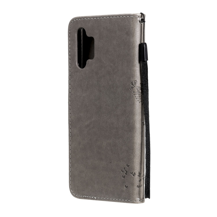 For Samsung Galaxy A32 4G Tree & Cat Pattern Pressed Printing Horizontal Flip PU Leather Case with Holder & Card Slots & Wallet & Lanyard(Gray) by buy2fix