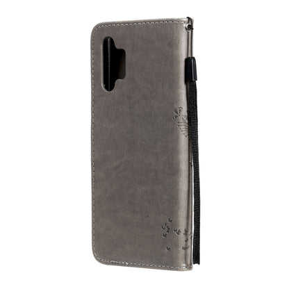 For Samsung Galaxy A32 4G Tree & Cat Pattern Pressed Printing Horizontal Flip PU Leather Case with Holder & Card Slots & Wallet & Lanyard(Gray) by buy2fix