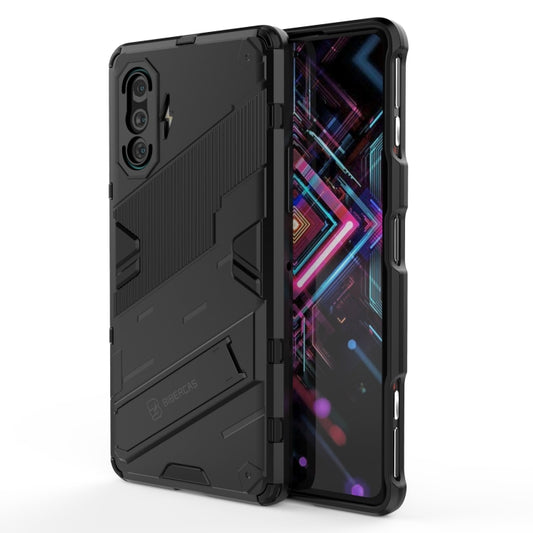 For Xiaomi Redmi K40 Gaming Punk Armor 2 in 1 PC + TPU Shockproof Case with Invisible Holder(Black) - Xiaomi Cases by buy2fix | Online Shopping UK | buy2fix