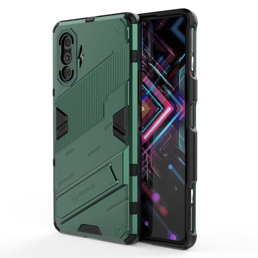 For Xiaomi Redmi K40 Gaming Punk Armor 2 in 1 PC + TPU Shockproof Case with Invisible Holder(Green) - Xiaomi Cases by buy2fix | Online Shopping UK | buy2fix