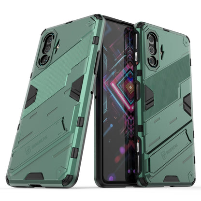 For Xiaomi Redmi K40 Gaming Punk Armor 2 in 1 PC + TPU Shockproof Case with Invisible Holder(Green) - Xiaomi Cases by buy2fix | Online Shopping UK | buy2fix