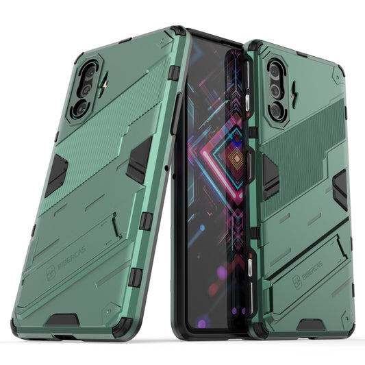 For Xiaomi Redmi K40 Gaming Punk Armor 2 in 1 PC + TPU Shockproof Case with Invisible Holder(Green) - Xiaomi Cases by buy2fix | Online Shopping UK | buy2fix
