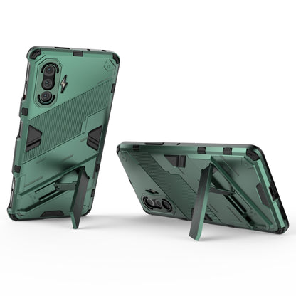 For Xiaomi Redmi K40 Gaming Punk Armor 2 in 1 PC + TPU Shockproof Case with Invisible Holder(Green) - Xiaomi Cases by buy2fix | Online Shopping UK | buy2fix