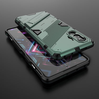 For Xiaomi Redmi K40 Gaming Punk Armor 2 in 1 PC + TPU Shockproof Case with Invisible Holder(Green) - Xiaomi Cases by buy2fix | Online Shopping UK | buy2fix