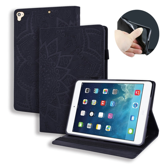 For iPad Pro 9.7 inch Calf Pattern Double Folding Design Embossed Leather Case with Holder & Card Slots & Pen Slot & Elastic Band(Black) - iPad Pro 9.7 inch Cases by buy2fix | Online Shopping UK | buy2fix