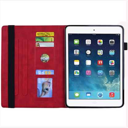 For iPad Pro 9.7 inch Calf Pattern Double Folding Design Embossed Leather Case with Holder & Card Slots & Pen Slot & Elastic Band(Red) - iPad Pro 9.7 inch Cases by buy2fix | Online Shopping UK | buy2fix