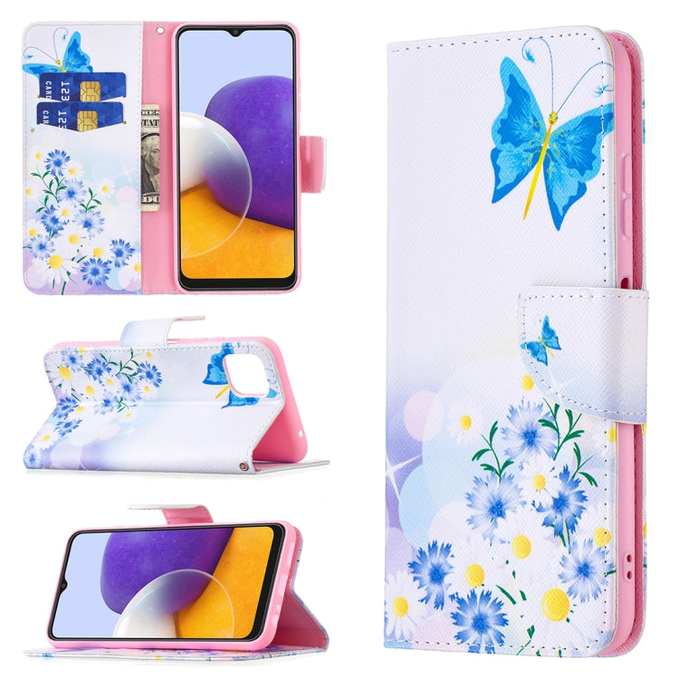 For Samsung Galaxy A22 5G Colored Drawing Pattern Horizontal Flip Leather Case with Holder & Card Slots & Wallet(Butterfly Love) by buy2fix