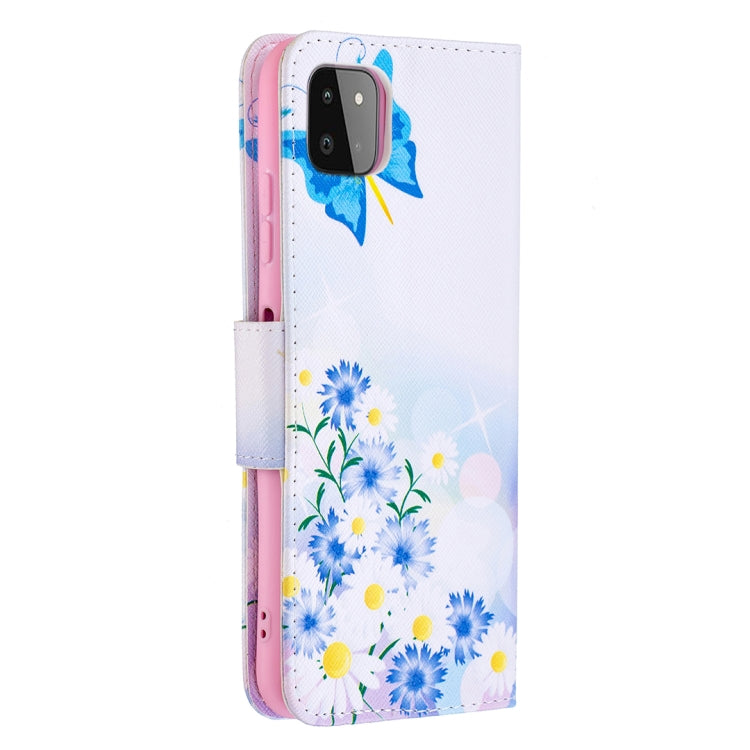 For Samsung Galaxy A22 5G Colored Drawing Pattern Horizontal Flip Leather Case with Holder & Card Slots & Wallet(Butterfly Love) by buy2fix
