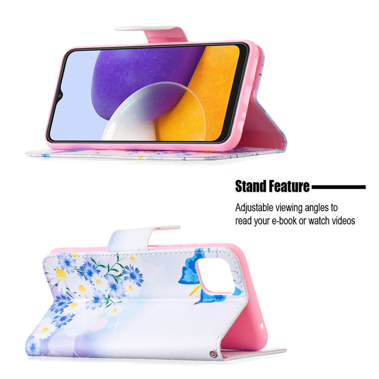 For Samsung Galaxy A22 5G Colored Drawing Pattern Horizontal Flip Leather Case with Holder & Card Slots & Wallet(Butterfly Love) by buy2fix