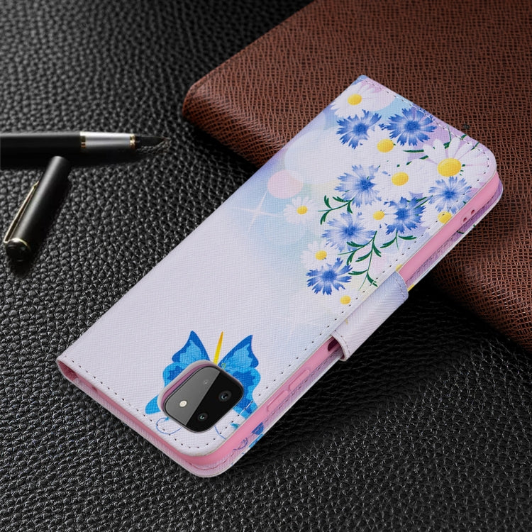 For Samsung Galaxy A22 5G Colored Drawing Pattern Horizontal Flip Leather Case with Holder & Card Slots & Wallet(Butterfly Love) by buy2fix