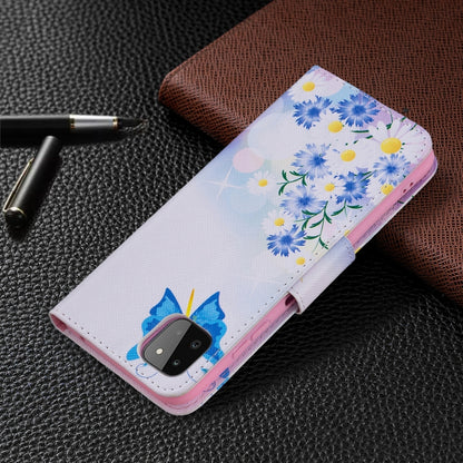For Samsung Galaxy A22 5G Colored Drawing Pattern Horizontal Flip Leather Case with Holder & Card Slots & Wallet(Butterfly Love) by buy2fix