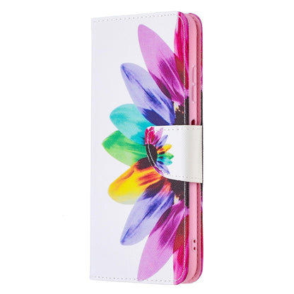 For Samsung Galaxy A22 5G Colored Drawing Pattern Horizontal Flip Leather Case with Holder & Card Slots & Wallet(Sun Flower) by buy2fix