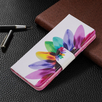 For Samsung Galaxy A22 5G Colored Drawing Pattern Horizontal Flip Leather Case with Holder & Card Slots & Wallet(Sun Flower) by buy2fix