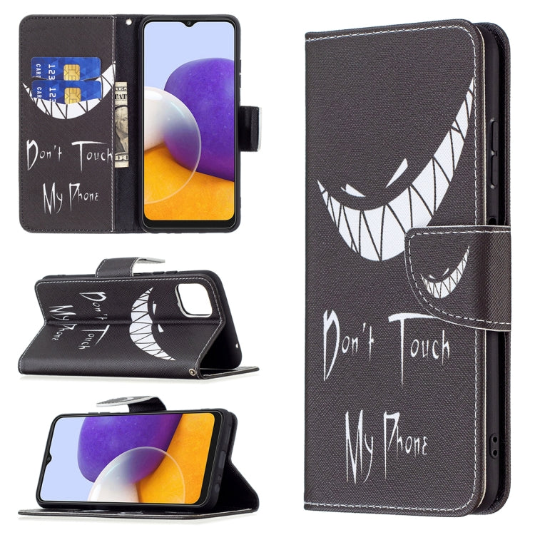 For Samsung Galaxy A22 5G Colored Drawing Pattern Horizontal Flip Leather Case with Holder & Card Slots & Wallet(Smirk) by buy2fix