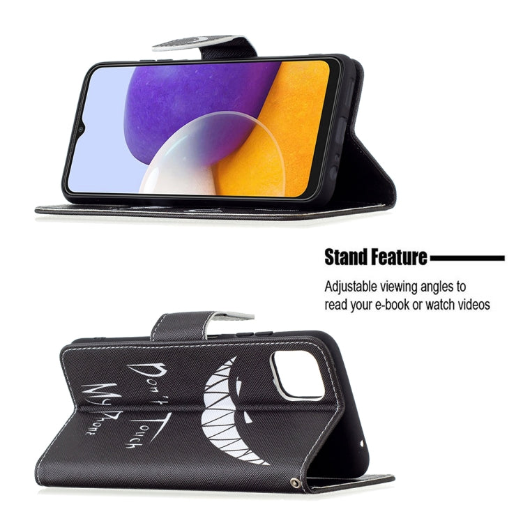 For Samsung Galaxy A22 5G Colored Drawing Pattern Horizontal Flip Leather Case with Holder & Card Slots & Wallet(Smirk) by buy2fix