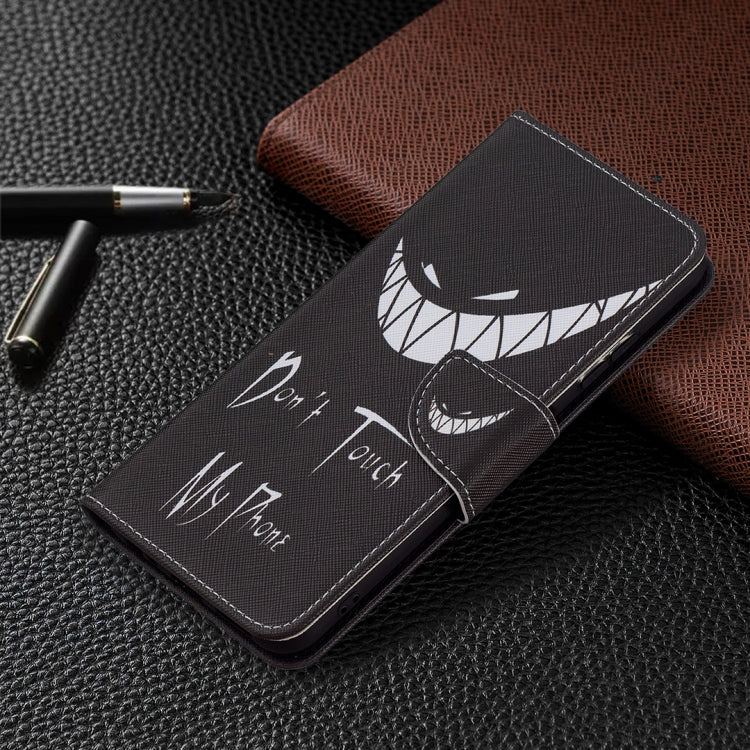 For Samsung Galaxy A22 5G Colored Drawing Pattern Horizontal Flip Leather Case with Holder & Card Slots & Wallet(Smirk) by buy2fix