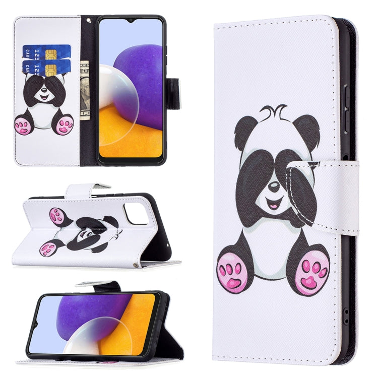 For Samsung Galaxy A22 5G Colored Drawing Horizontal Flip Leather Case with Holder & Card Slots & Wallet(Panda) by buy2fix