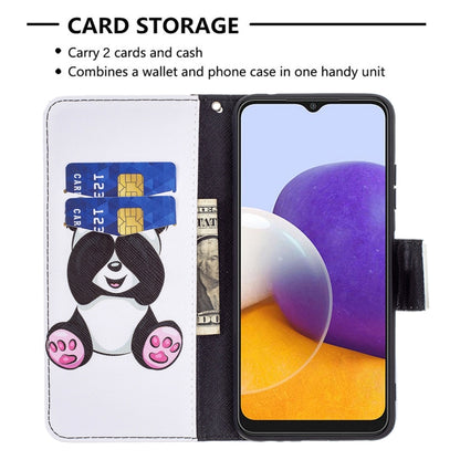 For Samsung Galaxy A22 5G Colored Drawing Horizontal Flip Leather Case with Holder & Card Slots & Wallet(Panda) by buy2fix