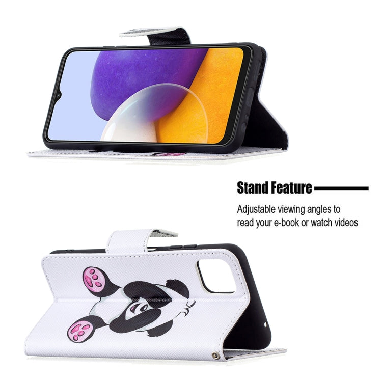 For Samsung Galaxy A22 5G Colored Drawing Horizontal Flip Leather Case with Holder & Card Slots & Wallet(Panda) by buy2fix