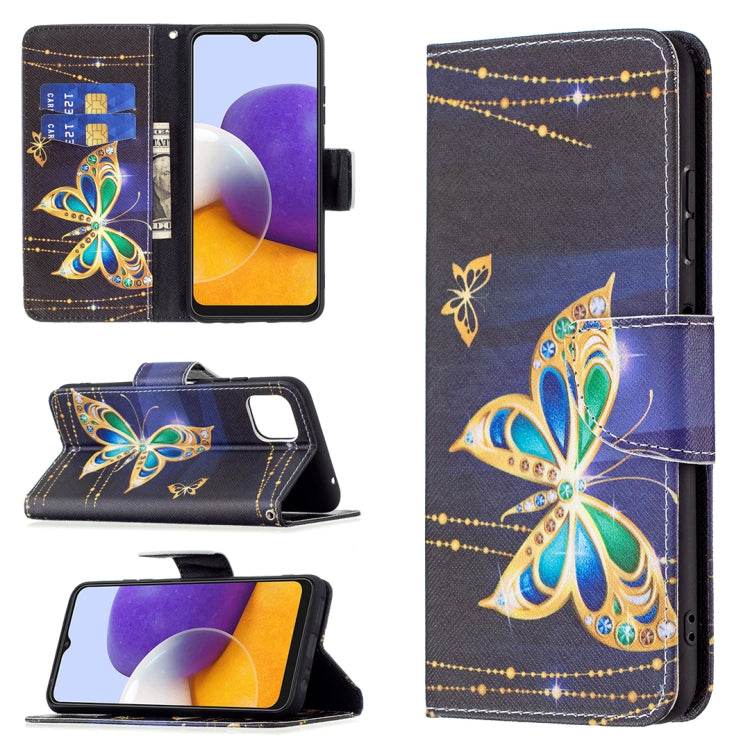 For Samsung Galaxy A22 5G Colored Drawing Horizontal Flip Leather Case with Holder & Card Slots & Wallet(Big Butterflies) by buy2fix