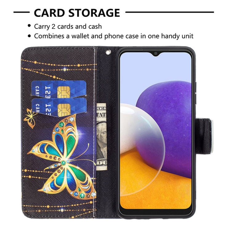 For Samsung Galaxy A22 5G Colored Drawing Horizontal Flip Leather Case with Holder & Card Slots & Wallet(Big Butterflies) by buy2fix