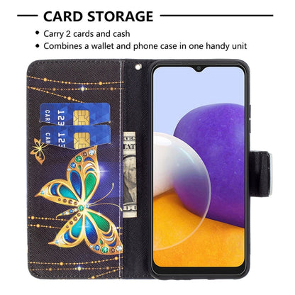 For Samsung Galaxy A22 5G Colored Drawing Horizontal Flip Leather Case with Holder & Card Slots & Wallet(Big Butterflies) by buy2fix