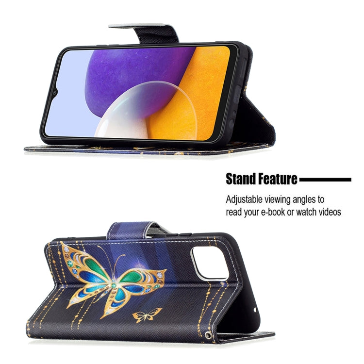 For Samsung Galaxy A22 5G Colored Drawing Horizontal Flip Leather Case with Holder & Card Slots & Wallet(Big Butterflies) by buy2fix