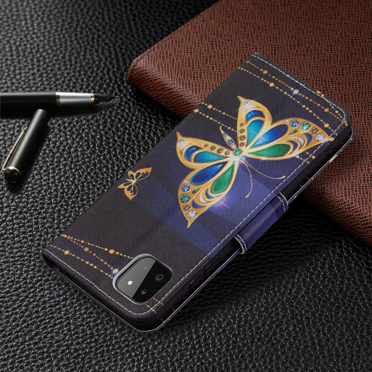 For Samsung Galaxy A22 5G Colored Drawing Horizontal Flip Leather Case with Holder & Card Slots & Wallet(Big Butterflies) by buy2fix