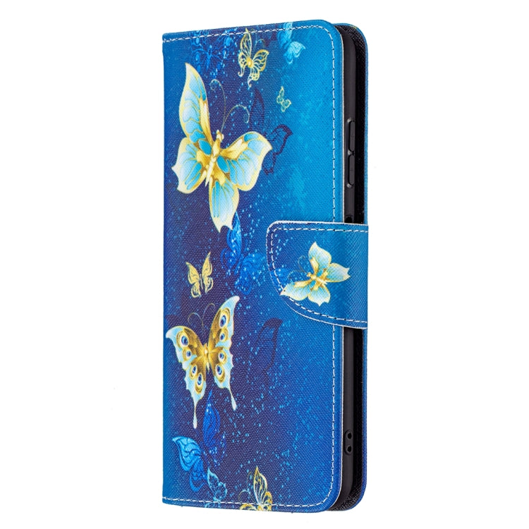 For Samsung Galaxy A22 5G Colored Drawing Horizontal Flip Leather Case with Holder & Card Slots & Wallet(Gold Butterflies) by buy2fix