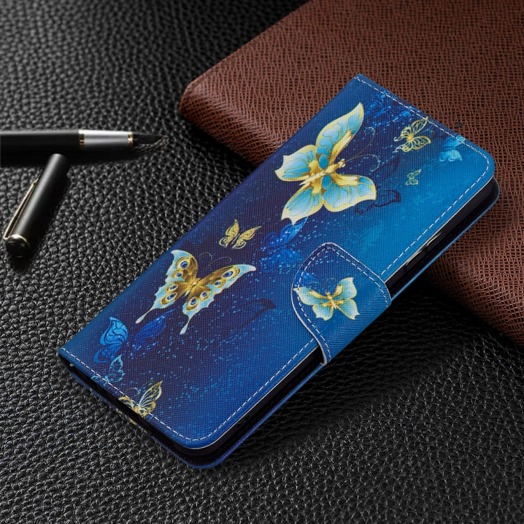 For Samsung Galaxy A22 5G Colored Drawing Horizontal Flip Leather Case with Holder & Card Slots & Wallet(Gold Butterflies) by buy2fix