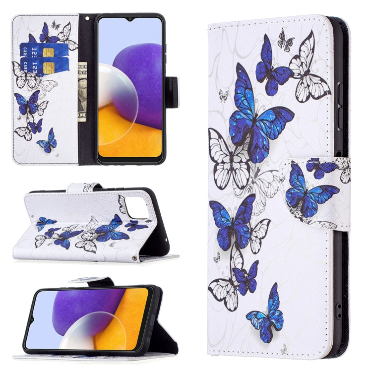 For Samsung Galaxy A22 5G Colored Drawing Horizontal Flip Leather Case with Holder & Card Slots & Wallet(Butterflies) by buy2fix
