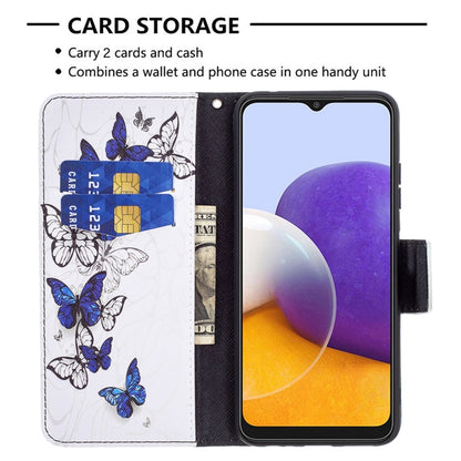 For Samsung Galaxy A22 5G Colored Drawing Horizontal Flip Leather Case with Holder & Card Slots & Wallet(Butterflies) by buy2fix
