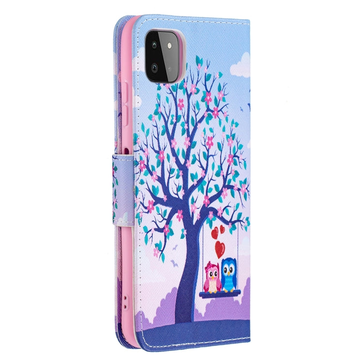 For Samsung Galaxy A22 5G Colored Drawing Horizontal Flip Leather Case with Holder & Card Slots & Wallet(Two Owls) by buy2fix
