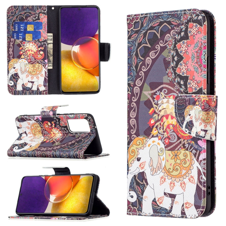 For Samsung Galaxy A82 5G Colored Drawing Horizontal Flip Leather Case with Holder & Card Slots & Wallet(Flower Elephant) by buy2fix
