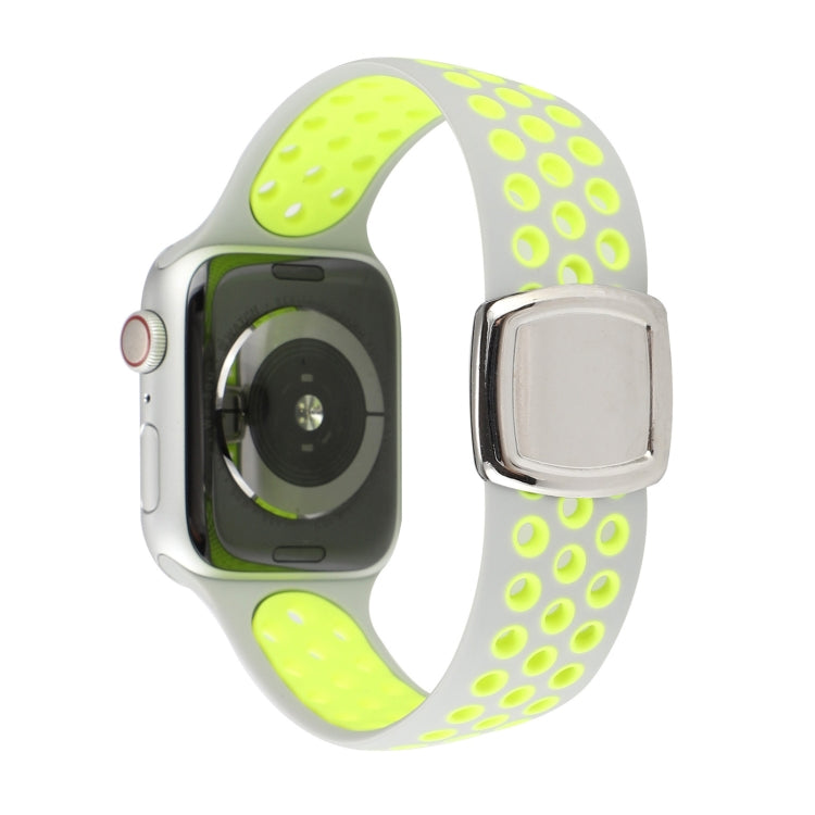 Double Color Silicone Watch Band For Apple Watch Ultra 49mm&Watch Ultra 2 49mm / Series 9&8&7 45mm / SE 3&SE 2&6&SE&5&4 44mm / 3&2&1 42mm(Gray Yellow) by buy2fix