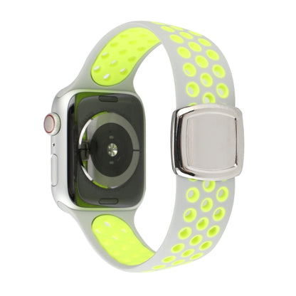 Double Color Silicone Watch Band For Apple Watch Ultra 49mm&Watch Ultra 2 49mm / Series 9&8&7 45mm / SE 3&SE 2&6&SE&5&4 44mm / 3&2&1 42mm(Gray Yellow) by buy2fix