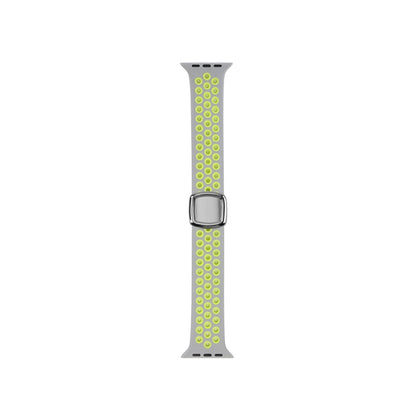 Double Color Silicone Watch Band For Apple Watch Ultra 49mm&Watch Ultra 2 49mm / Series 9&8&7 45mm / SE 3&SE 2&6&SE&5&4 44mm / 3&2&1 42mm(Gray Yellow) by buy2fix