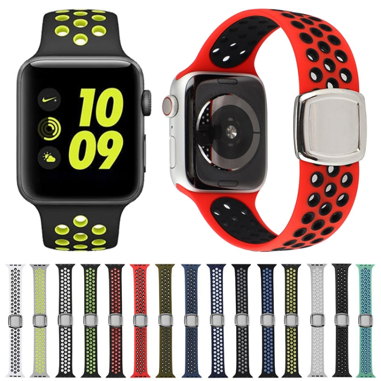 Double Color Silicone Watch Band For Apple Watch Ultra 49mm&Watch Ultra 2 49mm / Series 9&8&7 45mm / SE 3&SE 2&6&SE&5&4 44mm / 3&2&1 42mm(Gray Yellow) by buy2fix