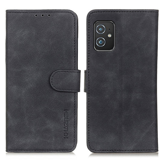 For Asus Zenfone 8 KHAZNEH Retro Texture PU + TPU Horizontal Flip Leather Case with Holder & Card Slots & Wallet(Black) - ASUS Cases by buy2fix | Online Shopping UK | buy2fix