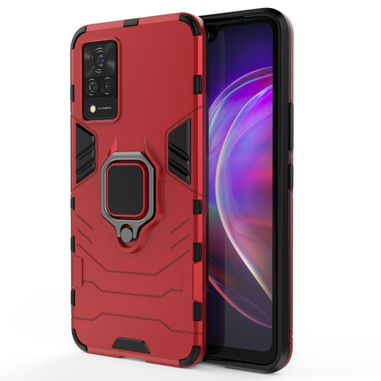 For vivo V21 Shockproof PC + TPU Protective Case with Magnetic Ring Holder(Red) - vivo Cases by buy2fix | Online Shopping UK | buy2fix