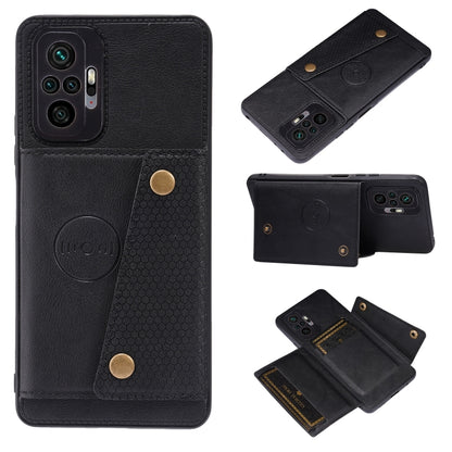 For Xiaomi Redmi Note 10 Pro Max Double Buckle PU + TPU Shockproof Magnetic Protective Case with Card Slot & Holder(Black) - Xiaomi Cases by buy2fix | Online Shopping UK | buy2fix