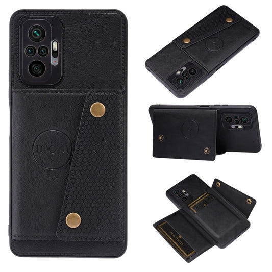 For Xiaomi Redmi Note 10 Pro Max Double Buckle PU + TPU Shockproof Magnetic Protective Case with Card Slot & Holder(Black) - Xiaomi Cases by buy2fix | Online Shopping UK | buy2fix