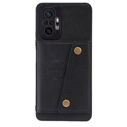 For Xiaomi Redmi Note 10 Pro Max Double Buckle PU + TPU Shockproof Magnetic Protective Case with Card Slot & Holder(Black) - Xiaomi Cases by buy2fix | Online Shopping UK | buy2fix