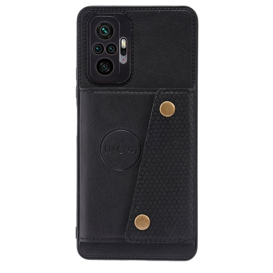 For Xiaomi Redmi Note 10 Pro Max Double Buckle PU + TPU Shockproof Magnetic Protective Case with Card Slot & Holder(Black) - Xiaomi Cases by buy2fix | Online Shopping UK | buy2fix