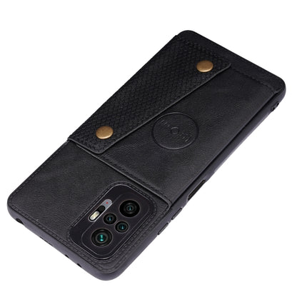 For Xiaomi Redmi Note 10 Pro Max Double Buckle PU + TPU Shockproof Magnetic Protective Case with Card Slot & Holder(Black) - Xiaomi Cases by buy2fix | Online Shopping UK | buy2fix