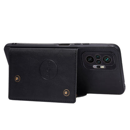 For Xiaomi Redmi Note 10 Pro Max Double Buckle PU + TPU Shockproof Magnetic Protective Case with Card Slot & Holder(Black) - Xiaomi Cases by buy2fix | Online Shopping UK | buy2fix