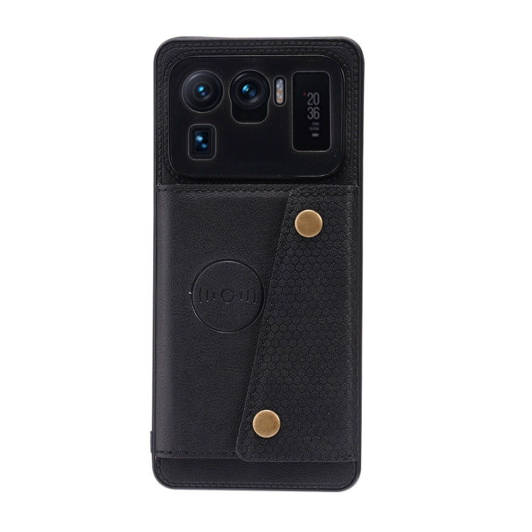 For Xiaomi Mi 11 Ultra Double Buckle PU + TPU Shockproof Magnetic Protective Case with Card Slot & Holder(Black) by buy2fix
