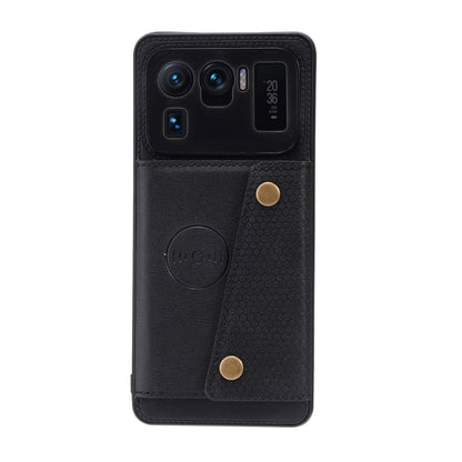 For Xiaomi Mi 11 Ultra Double Buckle PU + TPU Shockproof Magnetic Protective Case with Card Slot & Holder(Black) by buy2fix