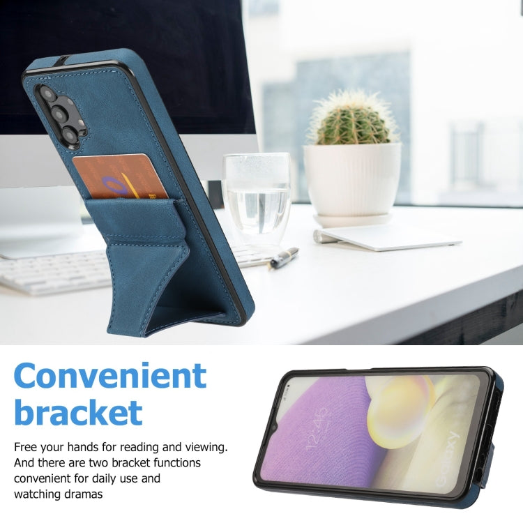For Samsung Galaxy A32 Ultra-thin Shockproof Protective Case with Holder & Metal Magnetic Function(Blue) by buy2fix