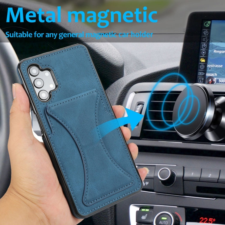 For Samsung Galaxy A32 Ultra-thin Shockproof Protective Case with Holder & Metal Magnetic Function(Blue) by buy2fix